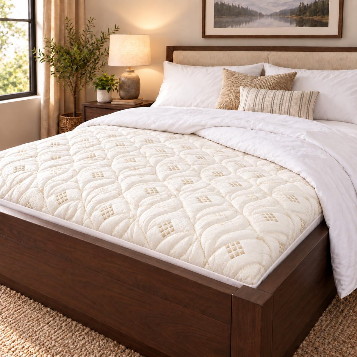 Queen Waterbed Mattress Pad Cover Quilted Waterproof Encasement